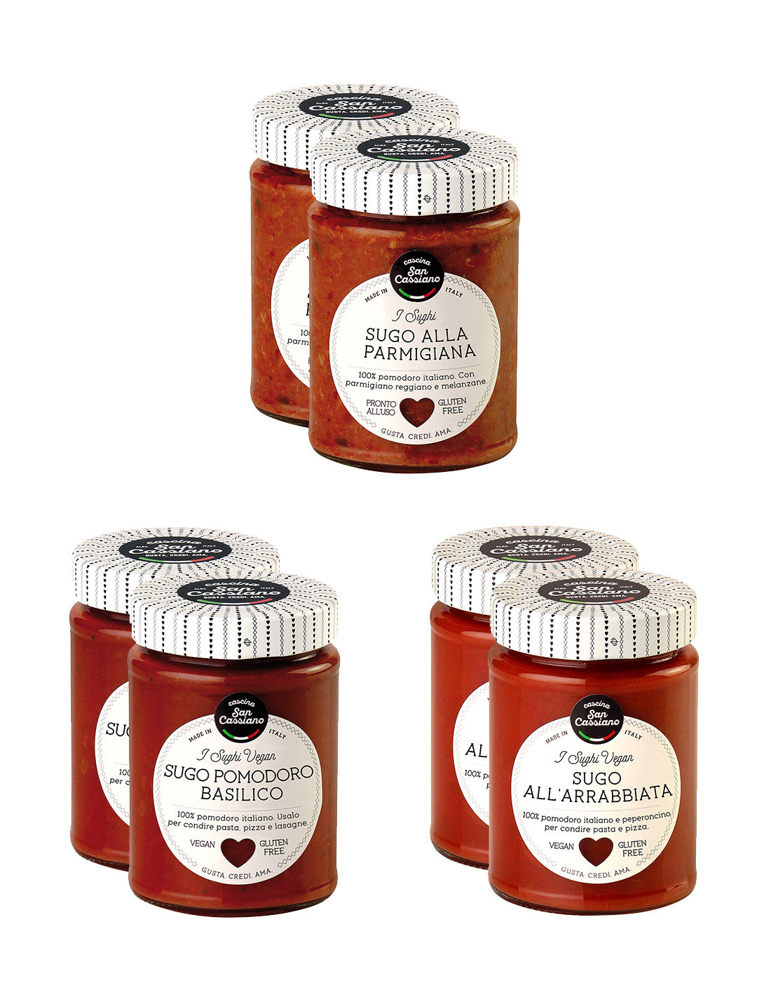 Kit Sughi Parmigiana, Arrabbiata e Pomodoro | Cascina S. C.- GLUTEN FREE